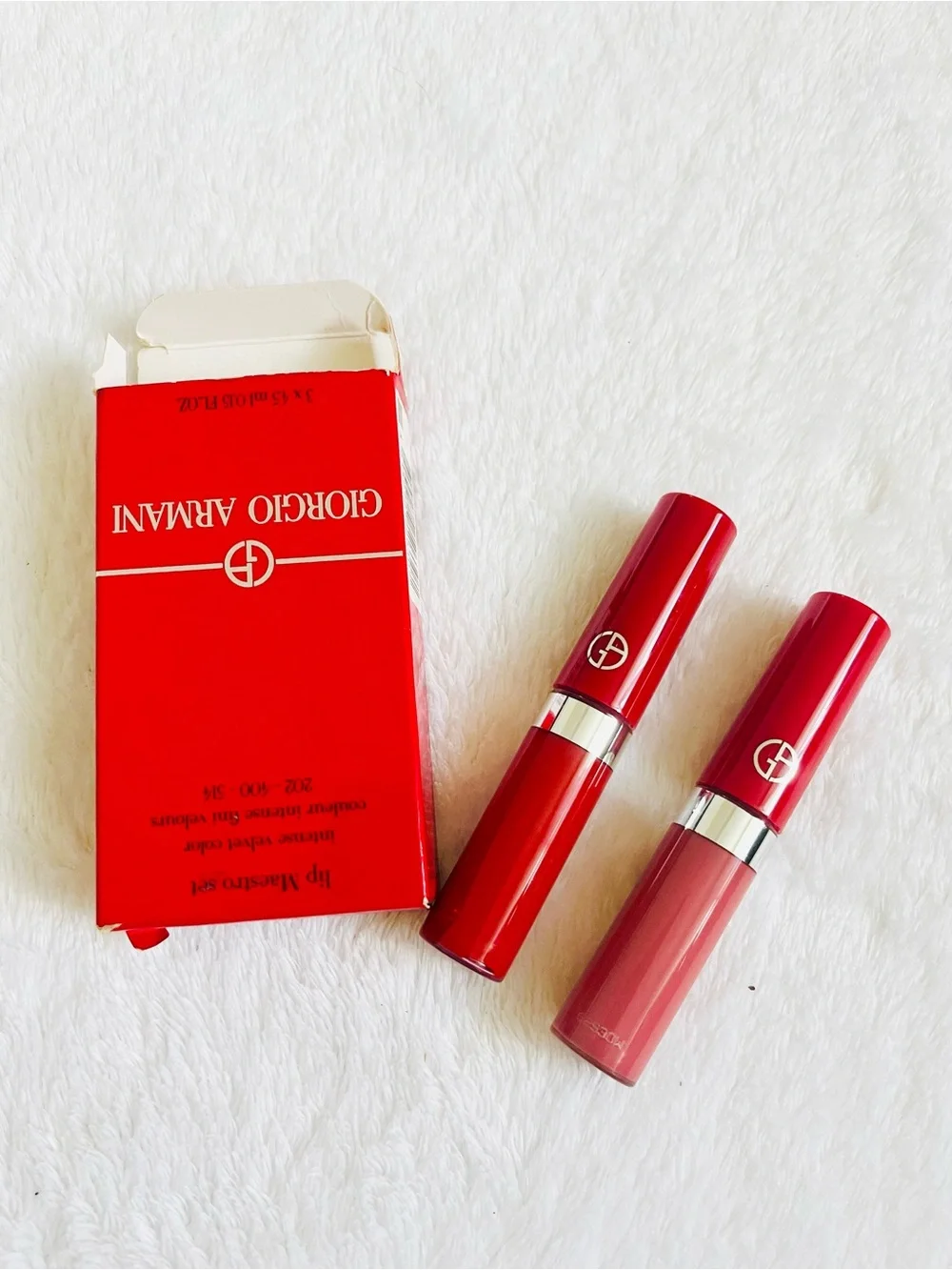 Giorgio Armani Set of 2  Beauty Lip Maestro Liquid Matte Lipsticks #400 #514